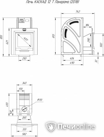 Дровяная банная печь Теплодар Каскад-12 Т Панорама (2018) в Самаре