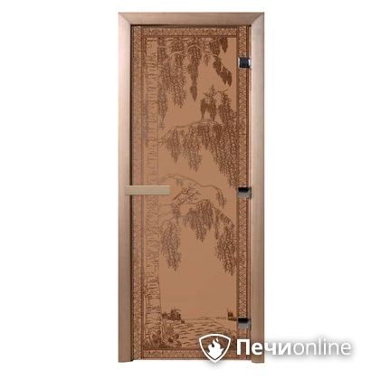 Дверь стеклянная Банный эксперт Березка бронза матовое 8 мм коробка ольха 190/70 в Самаре