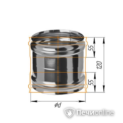 Дымоход Феррум Адаптер ММ для печи нержавеющий 08 d-120 в Самаре