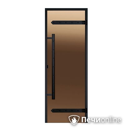 Дверь для бани Harvia Стеклянная дверь для сауны LEGEND 7/19 черная коробка сосна бронза  D71901МL в Самаре