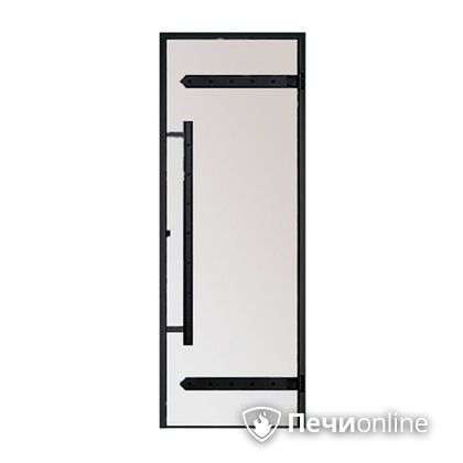 Дверь для бани Harvia Стеклянная дверь для сауны LEGEND 7/19 черная коробка сосна сатин D71905МL в Самаре